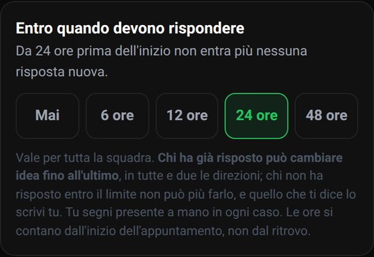 L'impostazione «Entro quando devono rispondere» con le scelte Mai, 6, 12, 24 e 48 ore