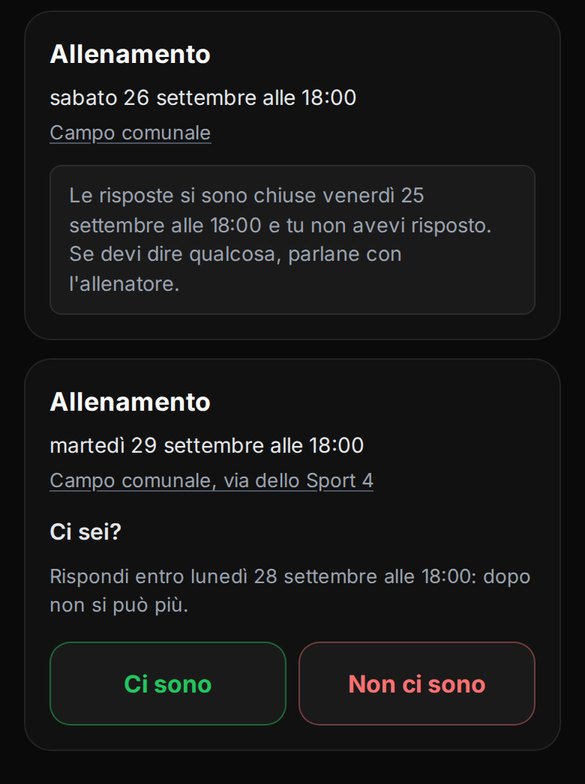 La pagina del ragazzo: un allenamento già chiuso e uno con la scadenza scritta sotto «Ci sei?»